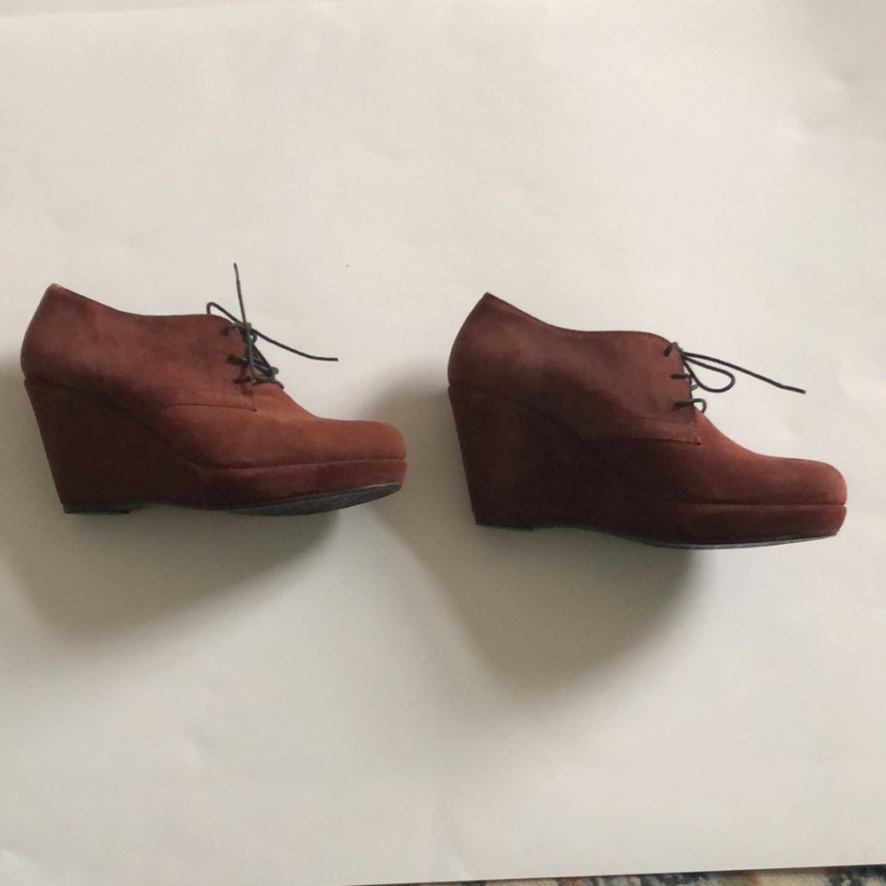 Browns 36 Brown Shoes platform leather suede wedge heel Excellent Condition